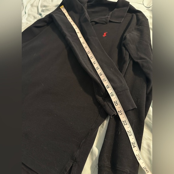 POLO RALPH LAUREN BOYS LONG SLEEVE Red PONY SHIRT Black Size Large (16/18) - Picture 5 of 8